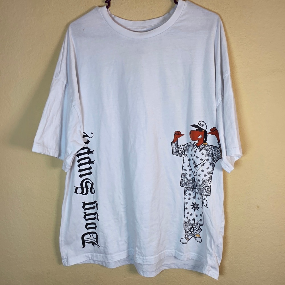 Dogg Supply by Snoop Dogg White Graphic T-Shirt Mens Large Streetwear Hip Hop
